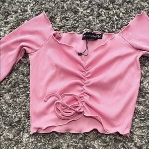 PrettyLittleThing Pink Ruched Crop Top